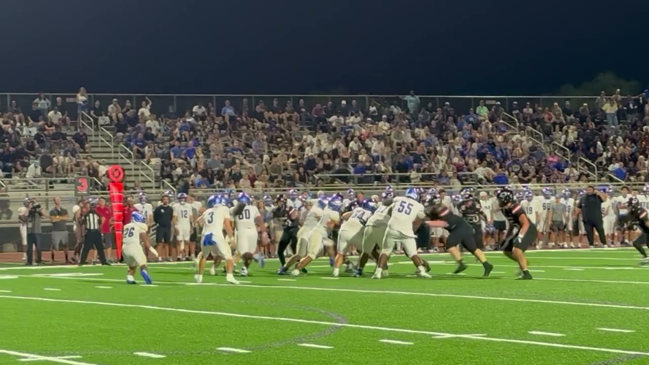 Caleb Bynum huge tackle for loss on 3rd and 1 late in the 4th